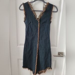 Frayed Denim Midi Dress